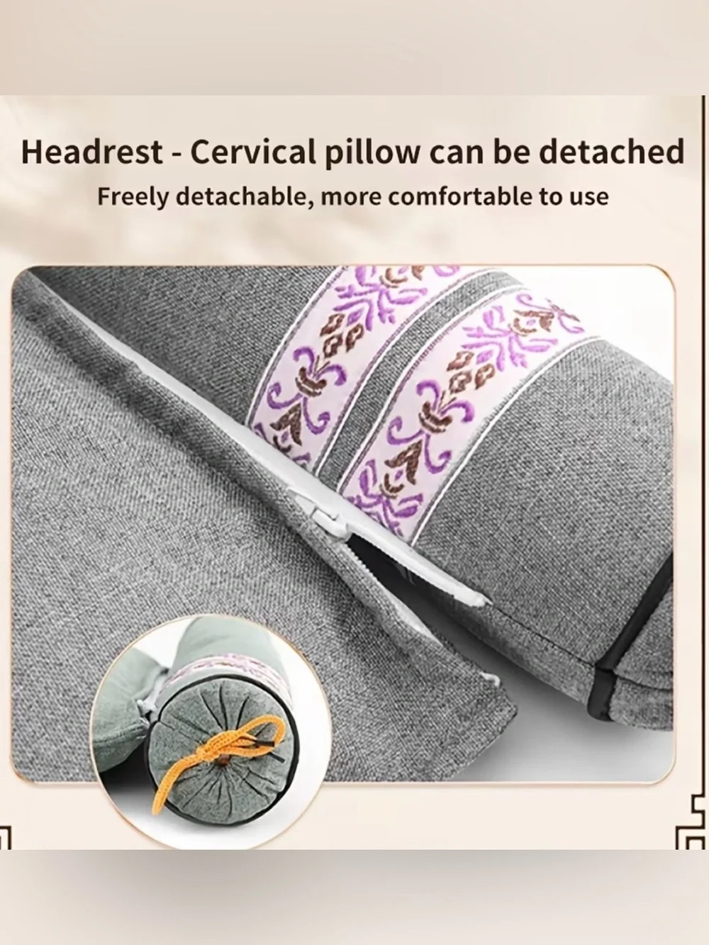 Mugwort Herbal Cervical Pillow 2-in-1 Neck Support + Detachable Bolster NEW